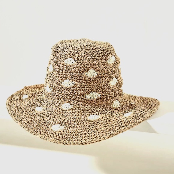NWT Anthropologie Straw Dotted Bucket Hat